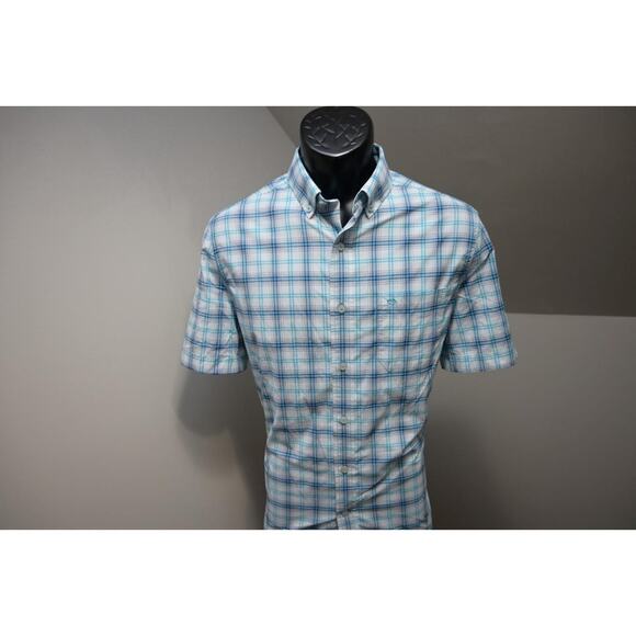 Southern Tide Intercoastal SkipJack Dress Shirt Plaid Nylon Stretch Mens Medium - Picture 2 of 7